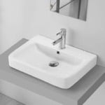 CeraStyle 035300-U/D Drop In Sink in Ceramic, Modern, Rectangular