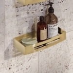 Gedy 2417-88 Wall Mounted Matte Gold Shower Basket