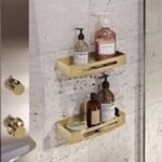 Gedy 2417B-88 Set of Matte Gold Shower Baskets