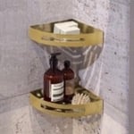 Gedy 2479B-88 Set of Matte Gold Corner Shower Baskets