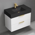 56 inch Bathroom Vanity, Double Sink, Wall Mounted, Modern, Matte Black, Nameeks DERIN189