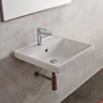 Scarabeo 3004 Rectangular White Ceramic Wall Mounted or Drop In Bathroom Sink