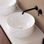 Scarabeo 5407 Vessel Sink, Round, White Ceramic