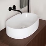 Scarabeo 5409 Oval Shaped White Ceramic Vessel Bathroom Sink