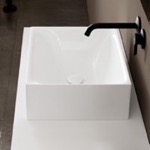 Scarabeo 5412 Vessel Bathroom Sink, Square, White Ceramic