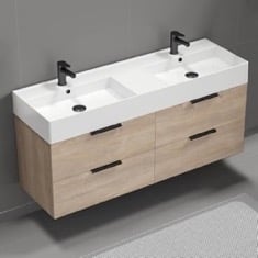 Nameeks Derin By Nameek S Derin Double Bathroom Vanity With Black Sink Wall Mounted