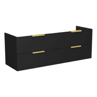 56 inch Bathroom Vanity, Double Sink, Wall Mounted, Modern, Matte Black, Nameeks DERIN189