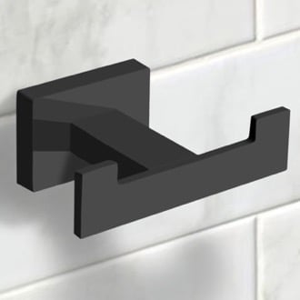 Gedy 3228-14 By Nameek's Outline Double Robe Hook, Modern Matte Black -  TheBathOutlet