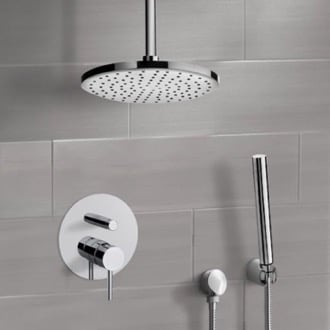 11 Ceiling Rainfall Shower Faucet System Combo with Hand Shower - Silver RB1023