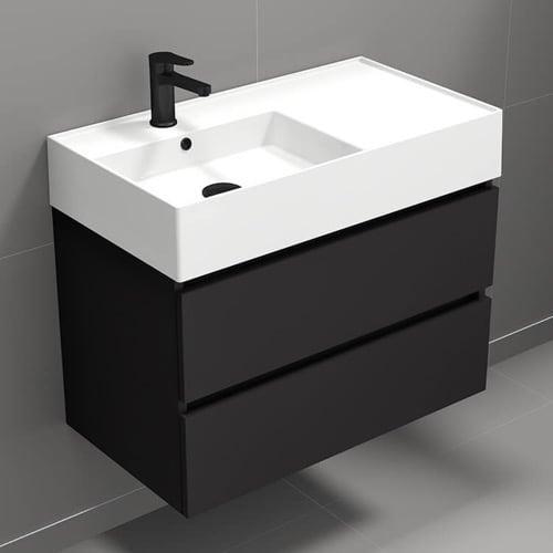 Modern Bathroom Vanity, Black, Wall Mounted, 32 Inch Nameeks BLOCK19