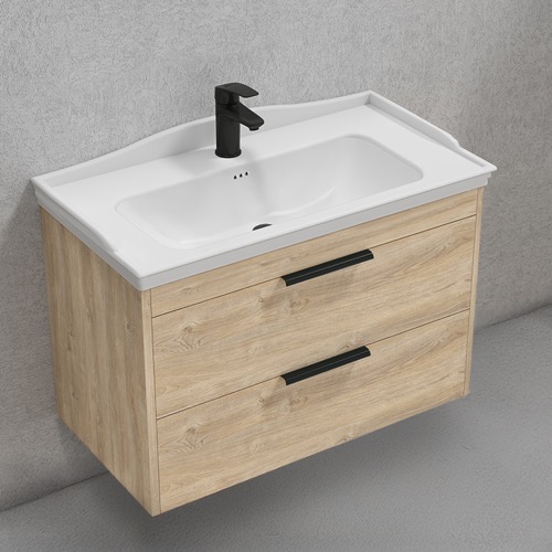 Modern Floating Vanity - 32 Inch, Brown Oak Modern Floating Vanity - 32 Inch, Brown Oak Nameeks MARBELLA5