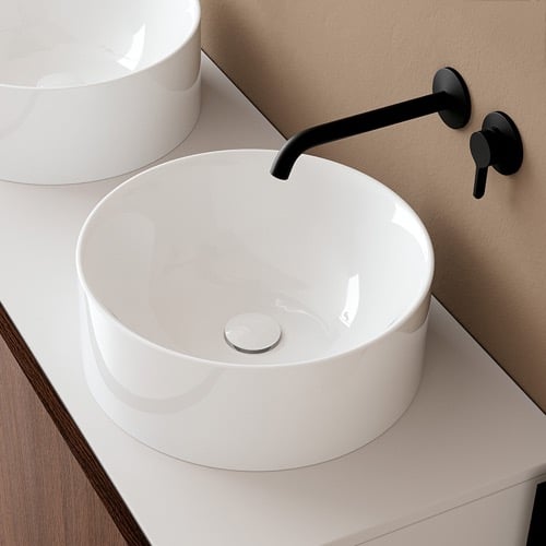 Vessel Sink, Round, White Ceramic Scarabeo 5407