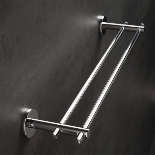 Double Towel Bar, Chrome, 18 Inch, Made in Brass StilHaus VE45.2-08