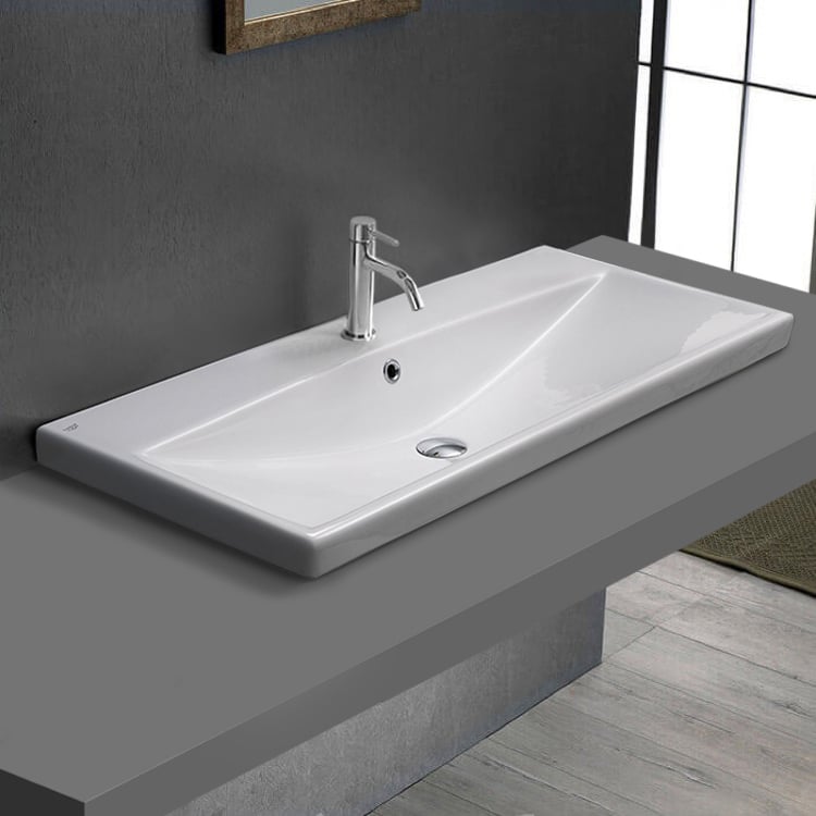 CeraStyle 032200-U/D By Nameek's Elite Drop In Bathroom Sink, White ...