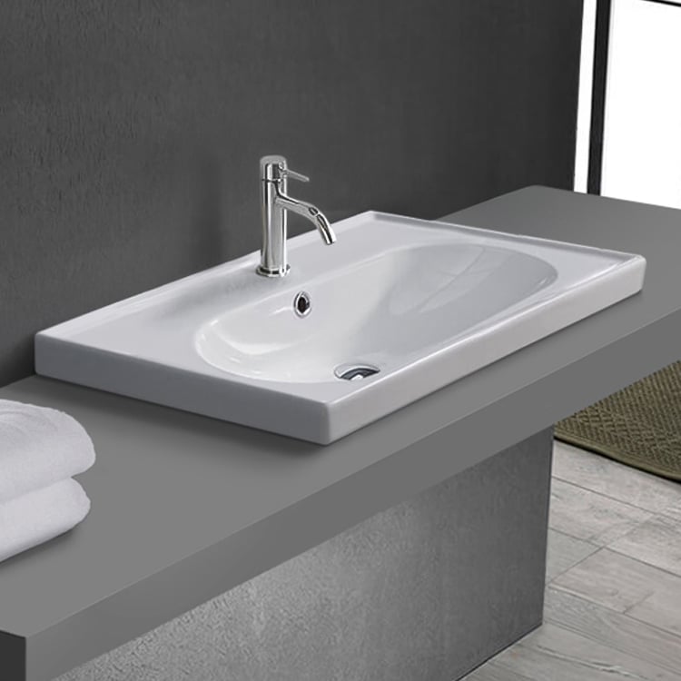 CeraStyle 043100-U/D By Nameek's Arya Drop In Bathroom Sink, White ...