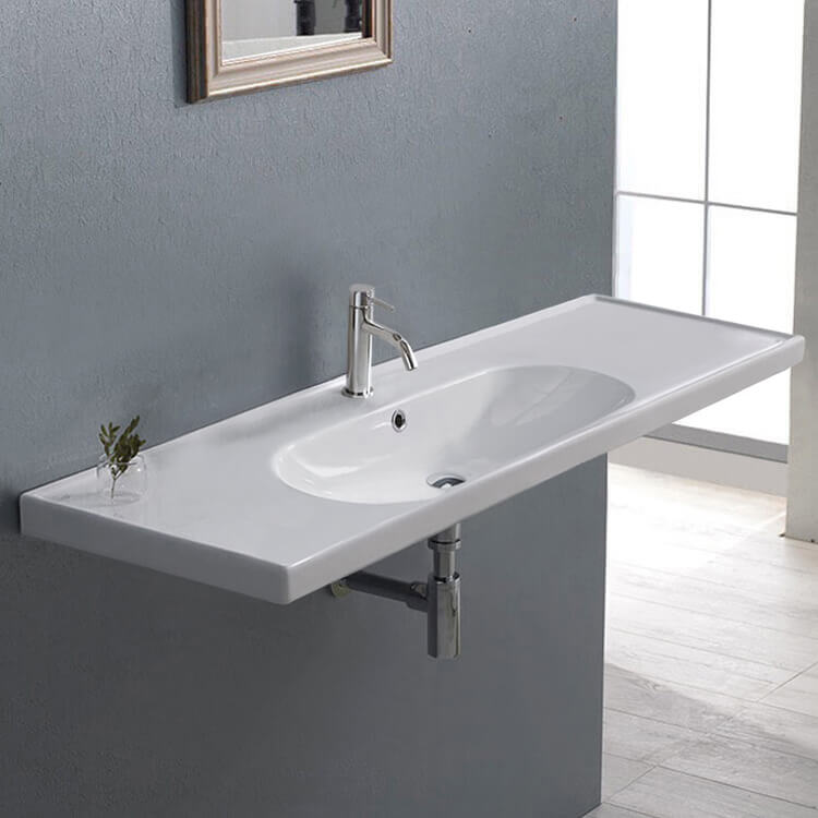 Drop in Bathroom Sink, Modern, Rectangular, 47, Arya CeraStyle 043600-U/D by Nameeks