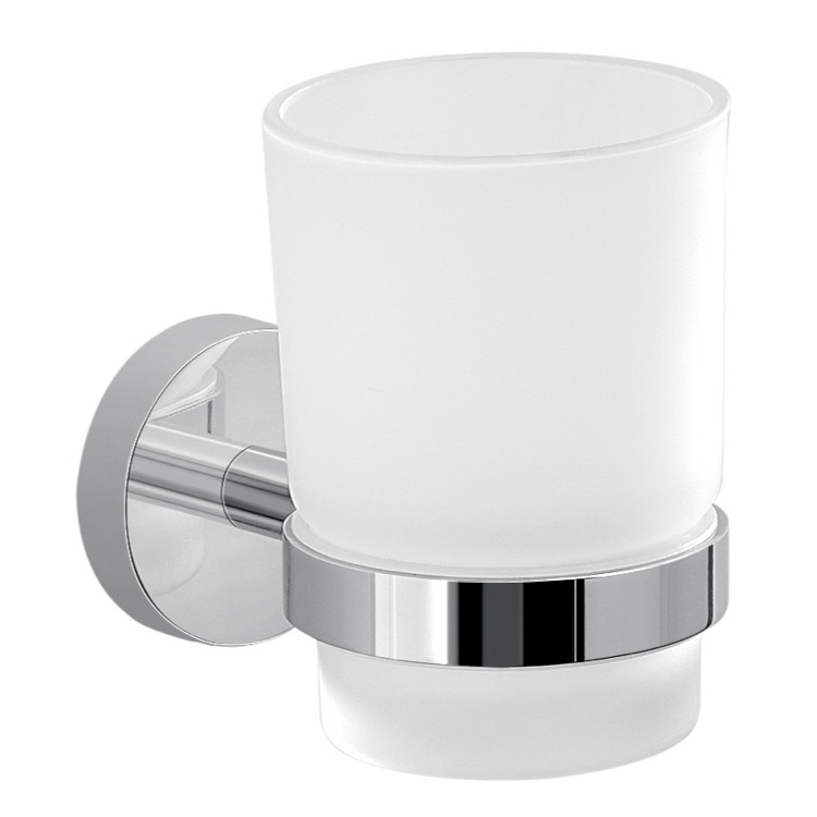 Gedy 2310-13 By Nameek's Eros Frosted Glass Toothbrush Holder With Chrome  Wall Mount - TheBathOutlet