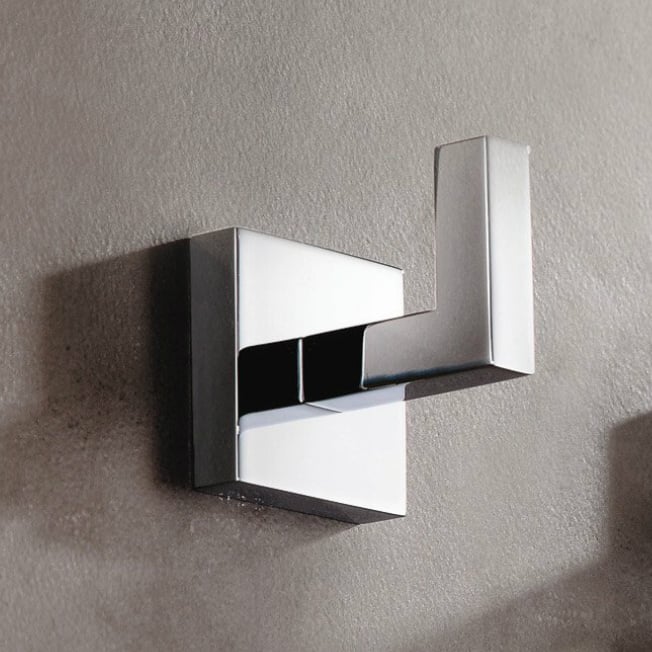 WS Bath Collections Rondo2 Double Robe Hook in Polished Chrome