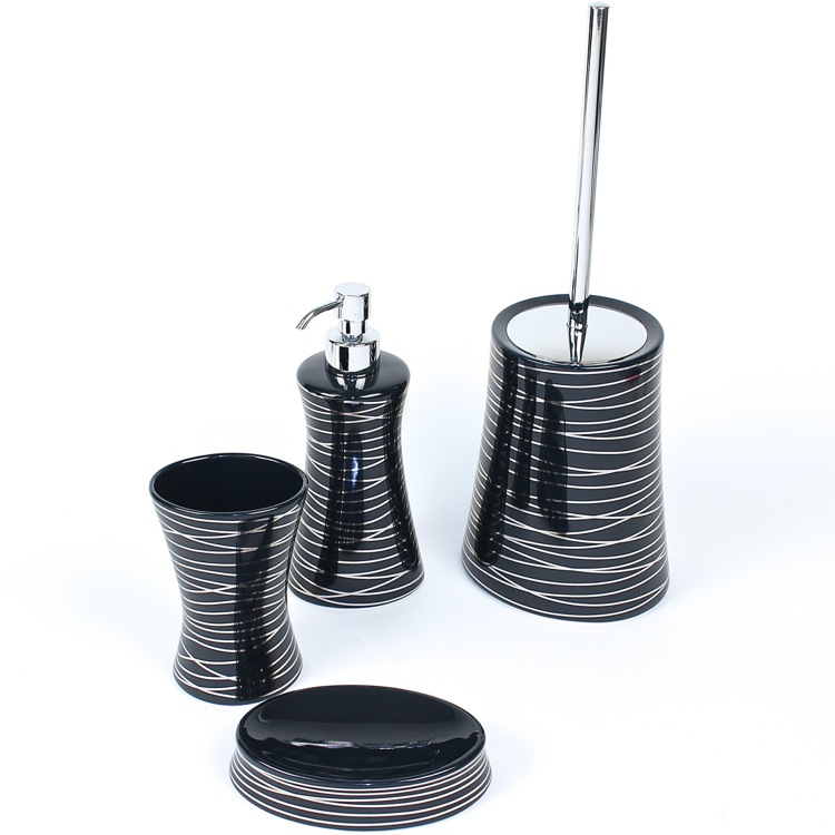 Diva Anthracite Silver Finish Decorative Bathroom Accessory Set