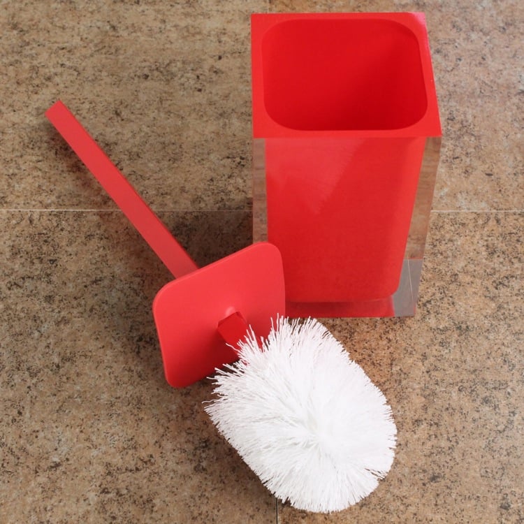 red toilet brush holder