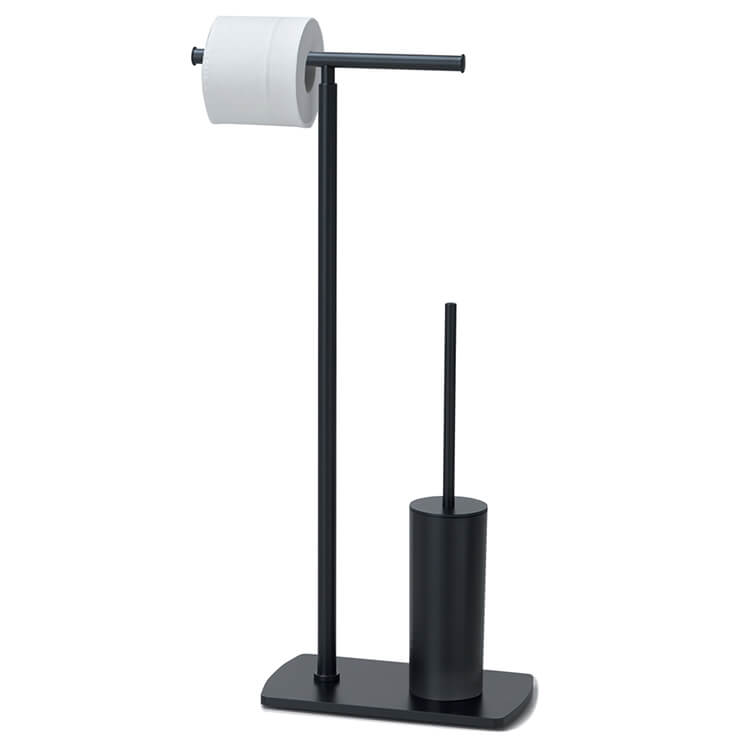 Freestanding Toilet Paper Holder With Brush in Matte Black - On Sale - Bed  Bath & Beyond - 37594632