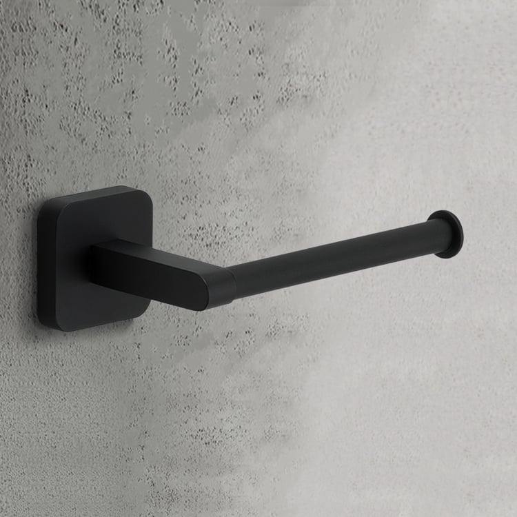 Gedy TO24-14 Matte Black Modern Toilet Paper Holder