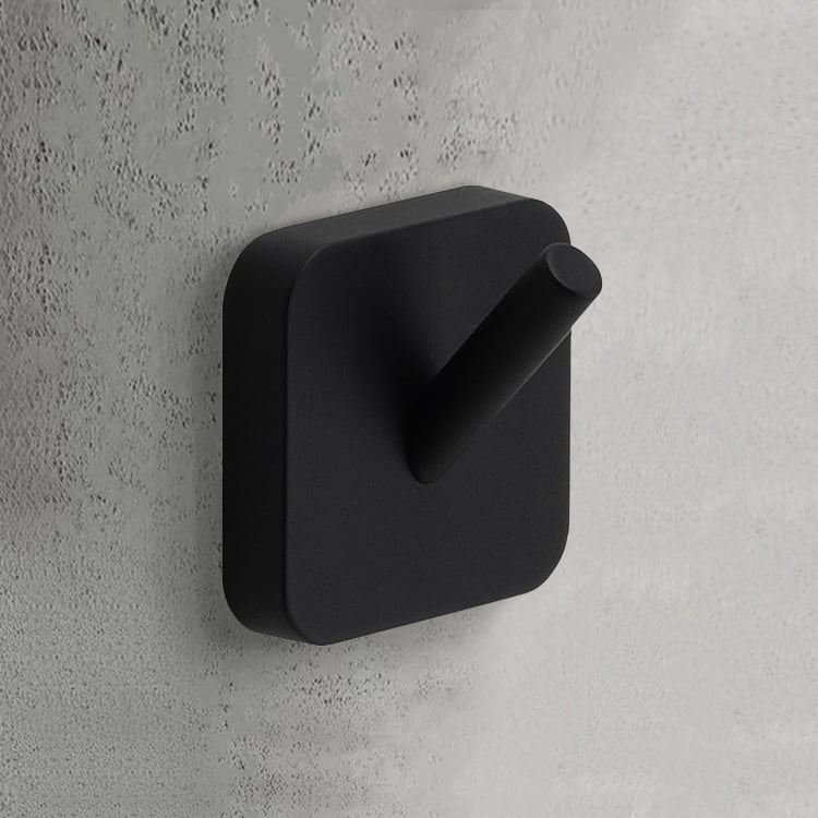 Gedy TO27-14 Bathroom Hook, Modern, Matte Black