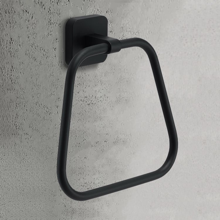 Gedy TO70-14 Matte Black Modern Towel Ring