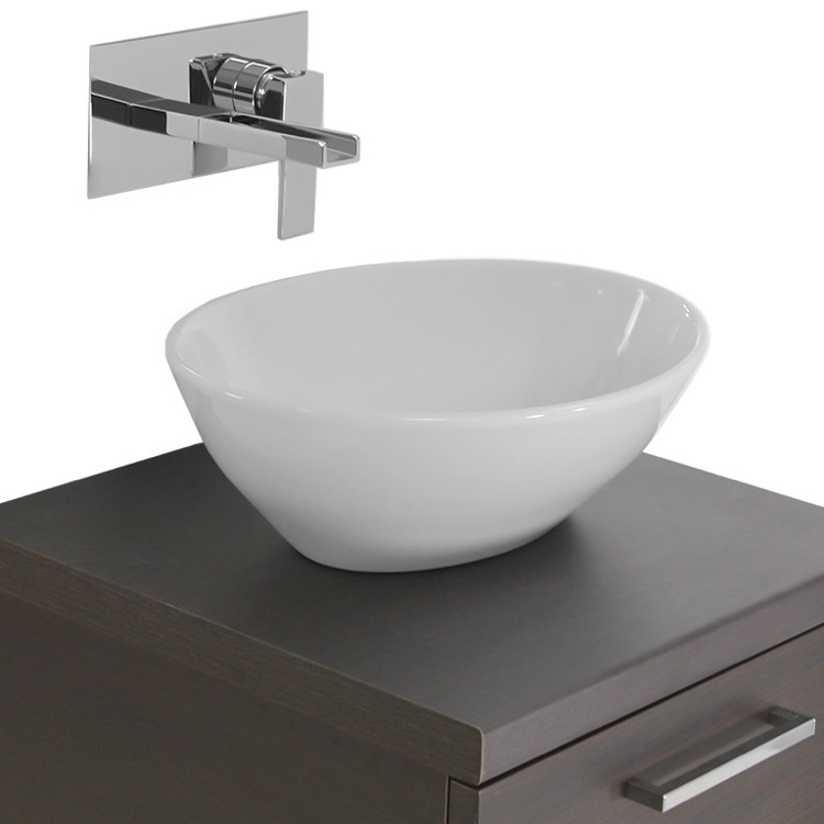 19 Inch Wenge Small Vessel Sink Bathroom Vanity Wall Mounted