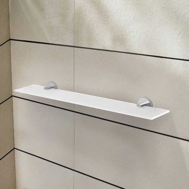 Polished Chrome Wall Mounted Double Glass Shower Shelf Bathroom Accessory