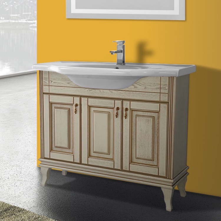 Nameeks Bt F01 By Nameek S Beatrice 40 Inch Floor Standing Vanilla Vanity Cabinet With Fitted Sink Thebathoutlet