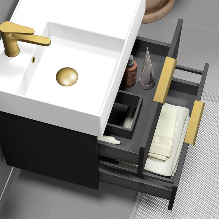 56 inch Bathroom Vanity, Double Sink, Wall Mounted, Modern, Matte Black, Nameeks DERIN189