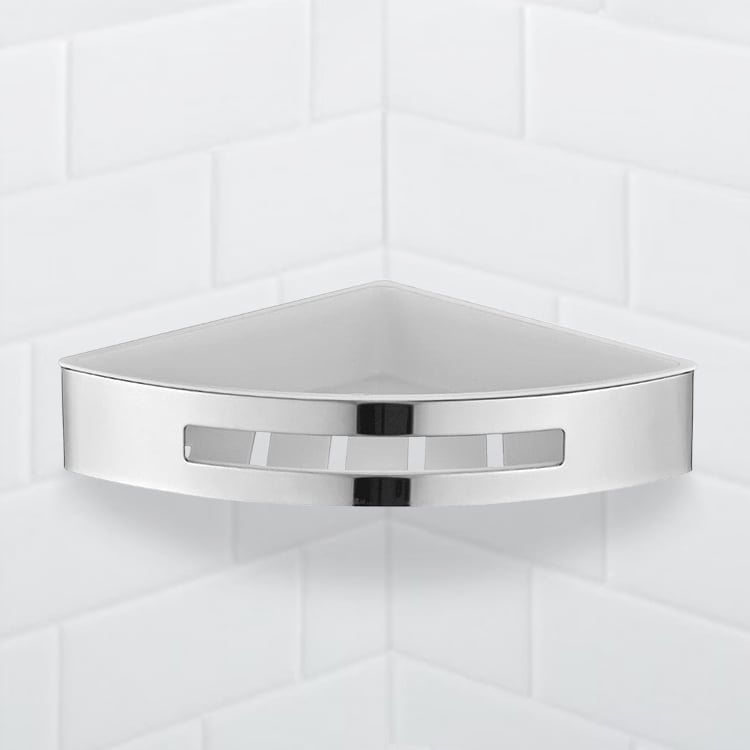 Polished Chrome Wall Mounted Shower Caddy Basket Bathroom Hardware Silver  Shelf Brasa 18 Inch