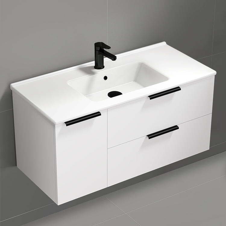 Nameeks BODRUM118 Modern Bathroom Vanity, 40 Inch, Wall Mounted, White