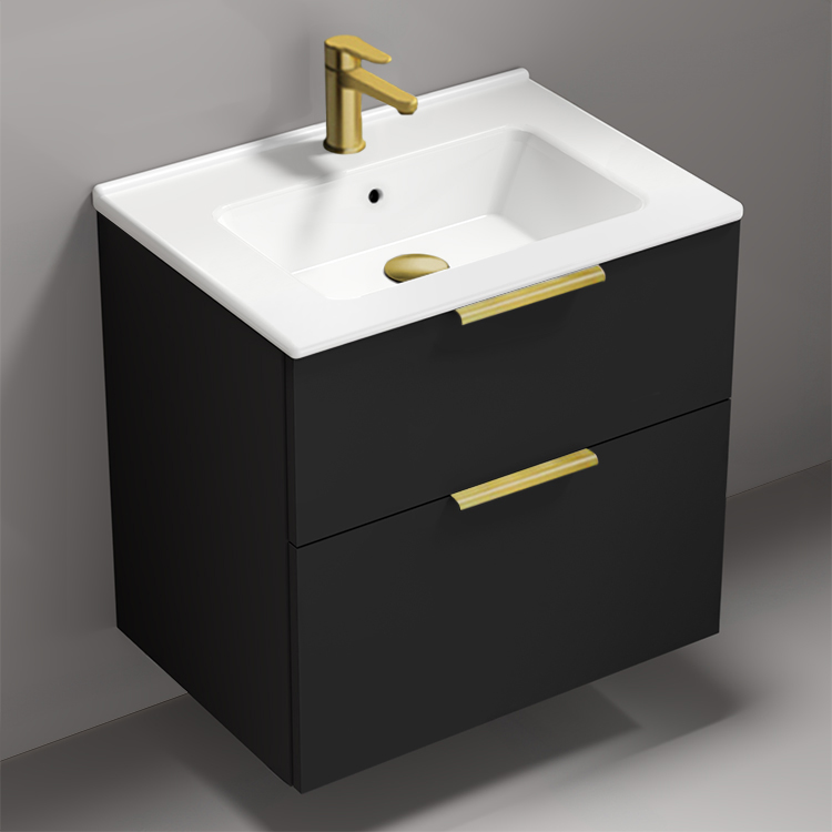 Nameeks BODRUM155 Modern Bathroom Vanity, Small, Floating, 26 Inch, Matte Black