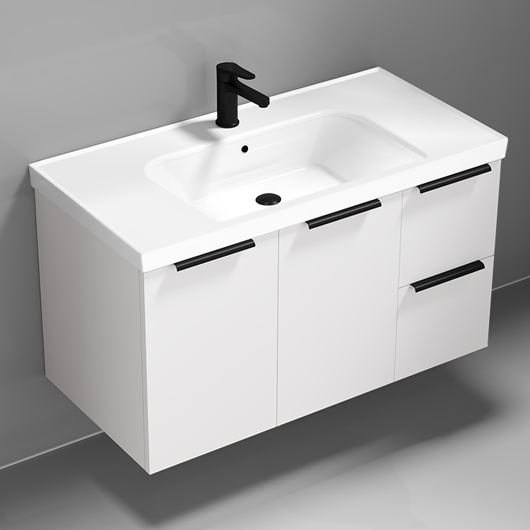 Nameeks FRAME2 36 Inch Bathroom Vanity, White, Floating, Modern