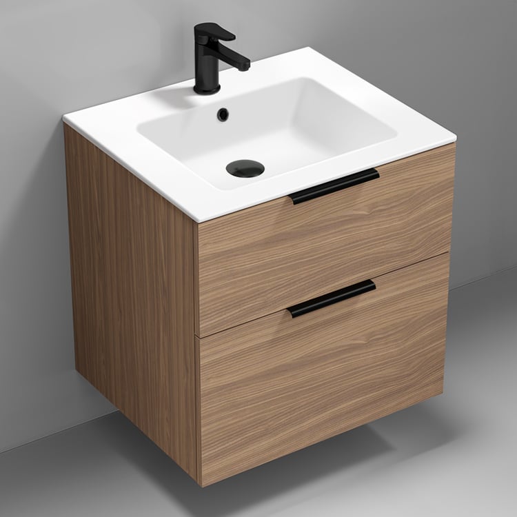 Nameeks IBIZA2 Bathroom Vanity, 24 Inch, Wall Mounted, Walnut