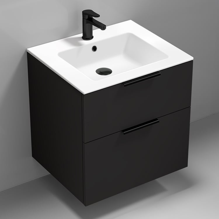 Nameeks IBIZA3 Bathroom Vanity, 24 Inch, Wall Mounted, Matte Black