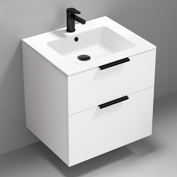 Nameeks IBIZA4 24 Inch Bathroom Vanity, Wall Mounted, Glossy White