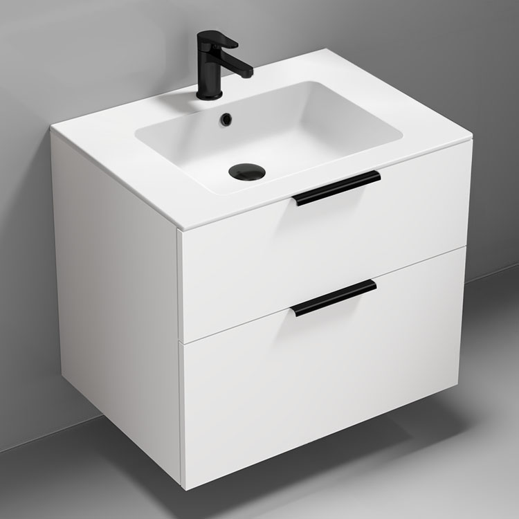 Nameeks IBIZA8 28 Inch Bathroom Vanity, Wall Mounted, Modern, Glossy White