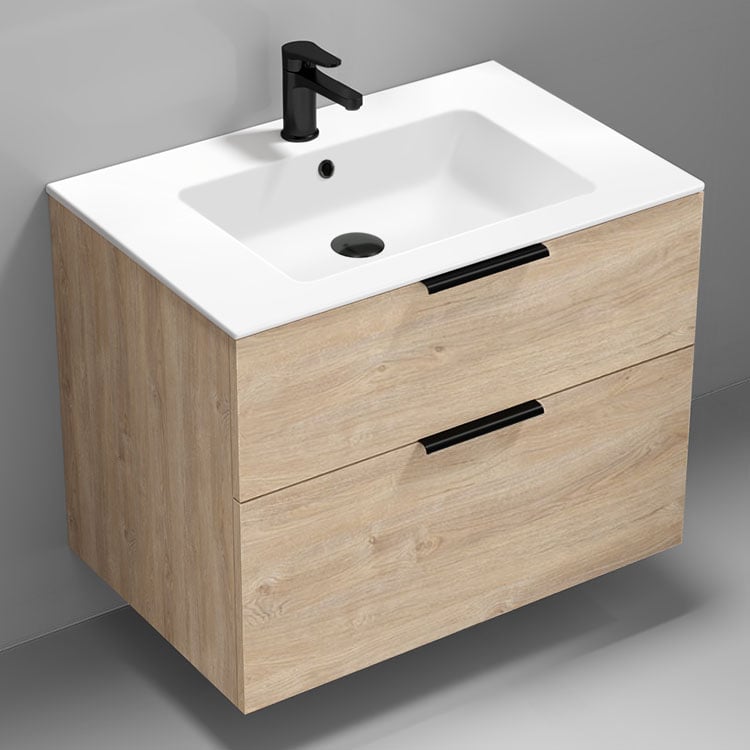 Nameeks IBIZA9 32 Inch Bathroom Vanity, Modern, Brown Oak