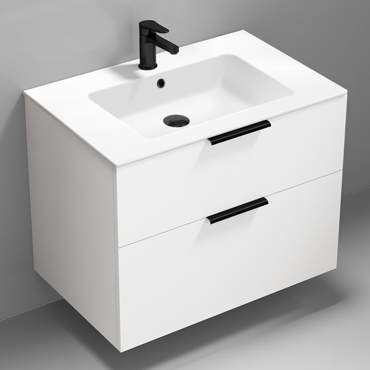 Nameeks IBIZA12 32 Inch Bathroom Vanity, Modern, Glossy White