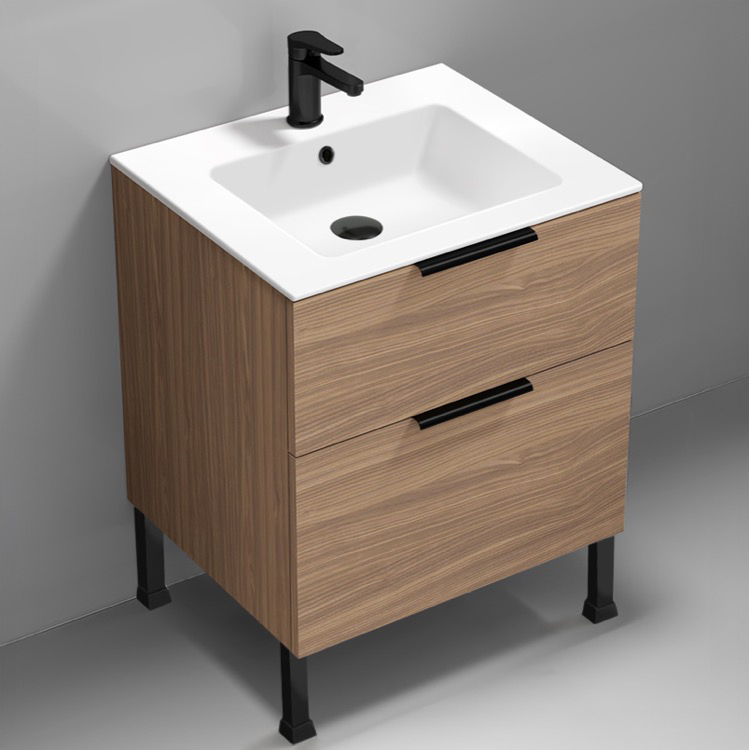 Nameeks IBIZA22 Bathroom Vanity, 24 Inch, Free Standing, Walnut