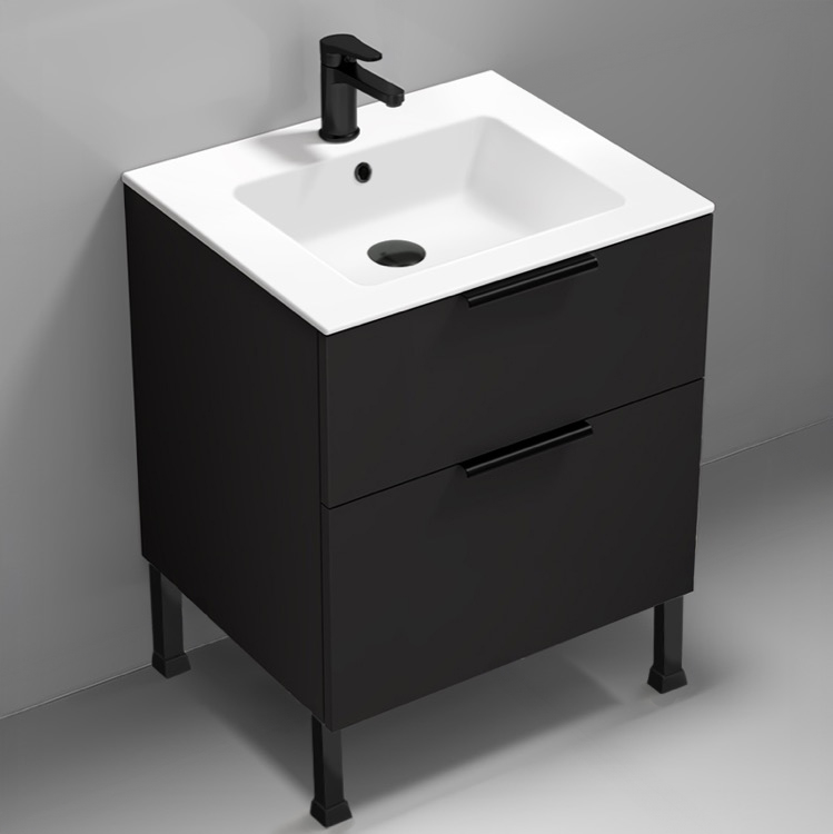 Nameeks IBIZA23 Bathroom Vanity, 24 Inch, Free Standing, Matte Black