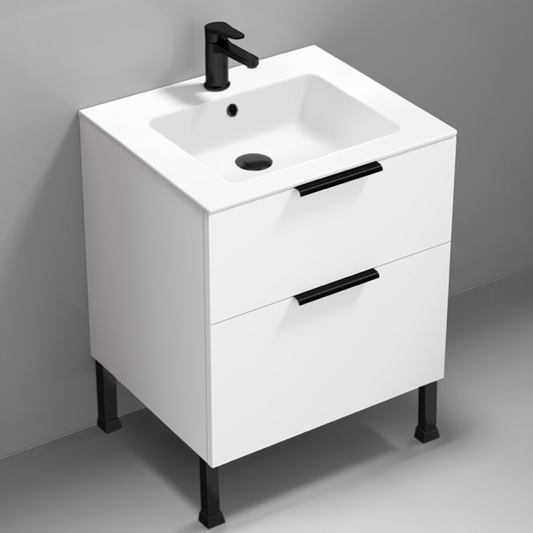 Nameeks IBIZA24 Bathroom Vanity, 24 Inch, Free Standing, Glossy White