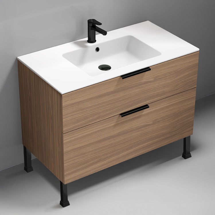 Nameeks IBIZA38 40 Inch Bathroom Vanity, Free Standing, Walnut