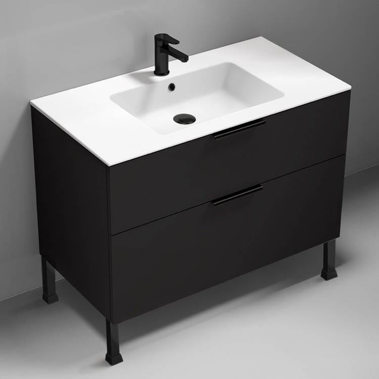 Nameeks IBIZA39 40 Inch Bathroom Vanity, Free Standing, Matte Black