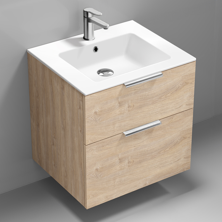 Nameeks IBIZA41 Modern Bathroom Vanity, 24 Inch, Brown Oak