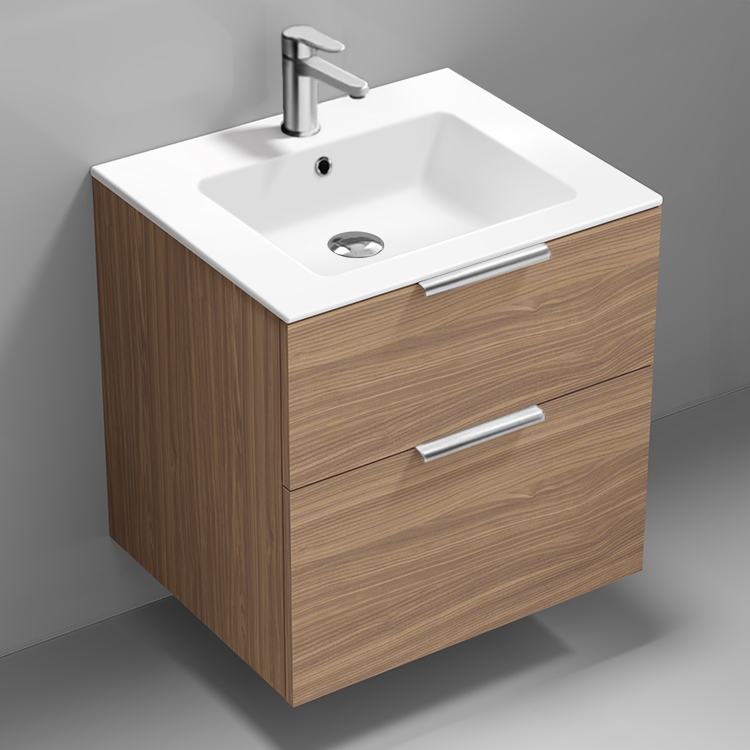 Nameeks IBIZA42 Modern Bathroom Vanity, 24 Inch, Walnut