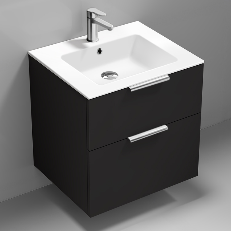 Nameeks IBIZA43 Modern Bathroom Vanity, 24 Inch, Matte Black